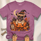 French Bull Dog in a Jack-o-Lantern T-shirt