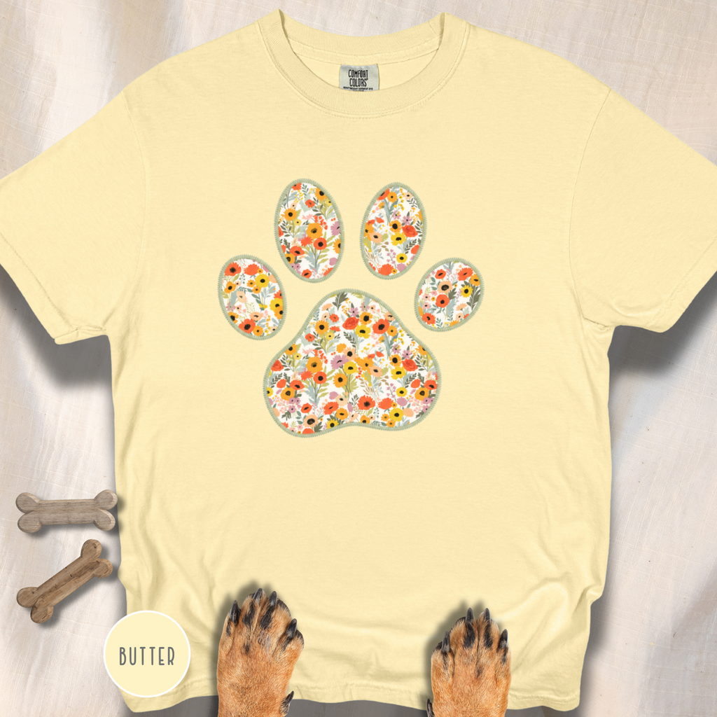 Fall Flowers Dog Paw T-shirt