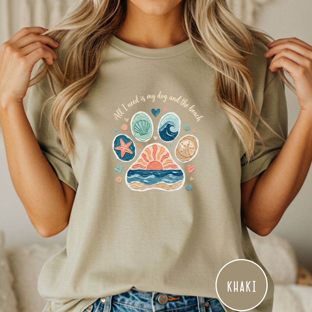 Coastal Dog Lover T-Shirt for Beach Loving Dog Moms
