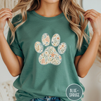 Coastal Seashore Vintage Botanical Dog Paw T-Shirt