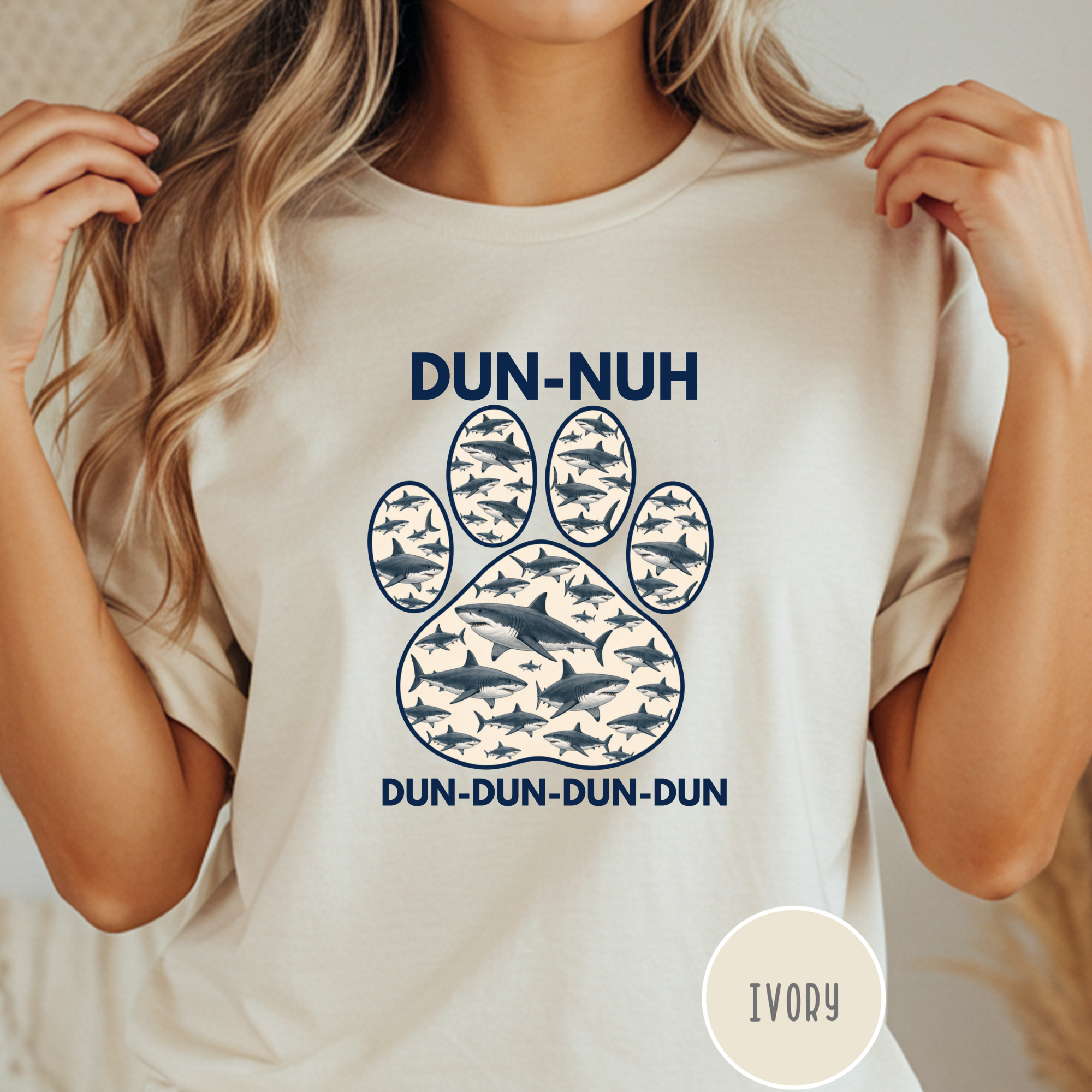 Shark Theme Song Paw Print T-shirt