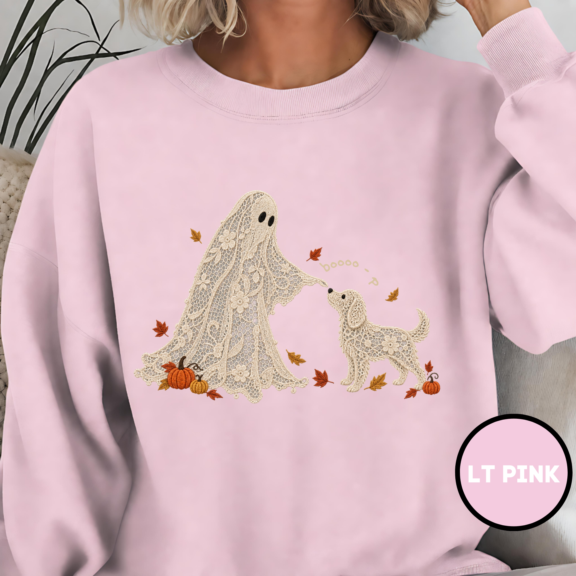 Lace Ghost and Dog Boooo-p Sweatshirt