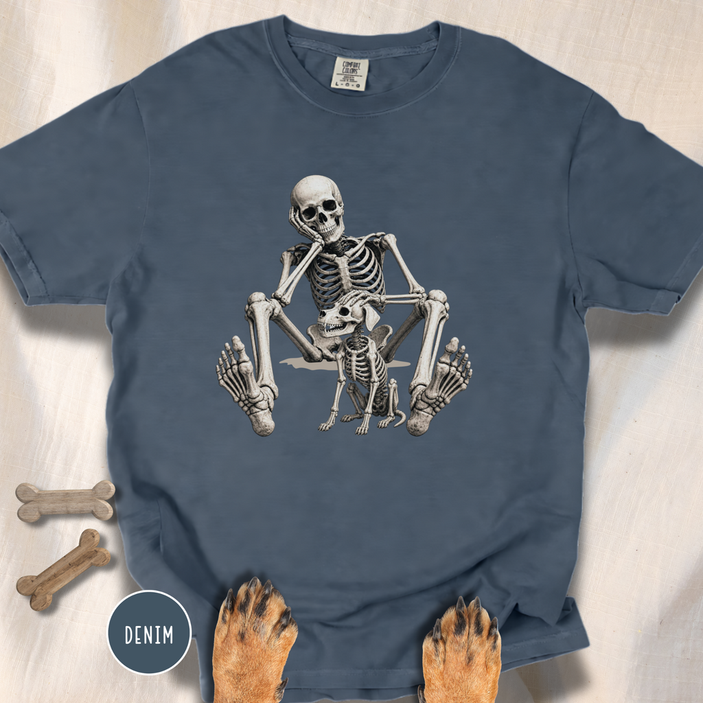Skeleton Pets His Dog T-Shirt