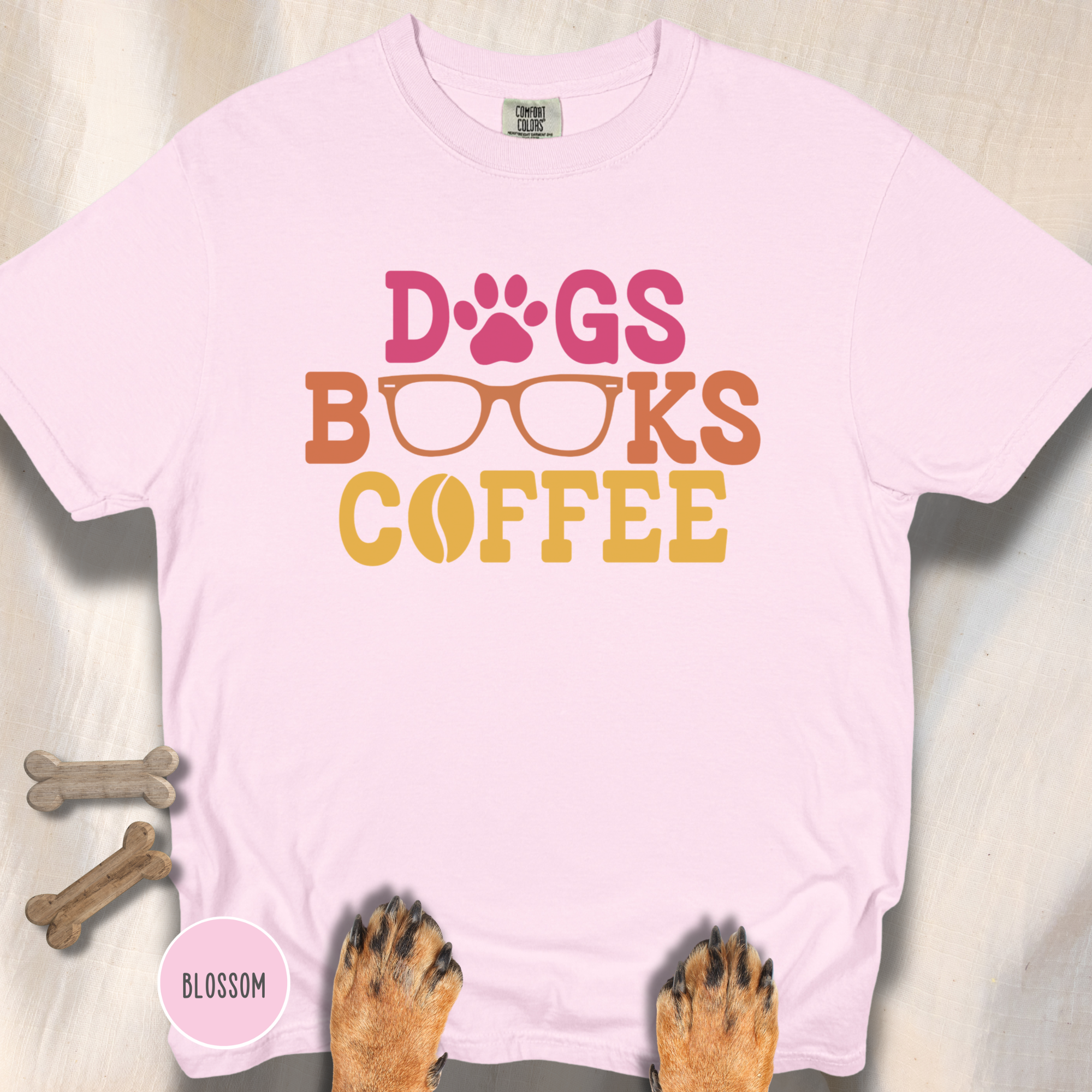 Dogs Books Coffee T-shirt