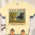 Personalized Black Lab Van Gogh Sunflowers Down T-Shirt