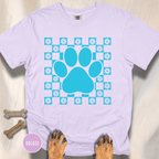 Retro Daisy Grid Paw Print T-shirt