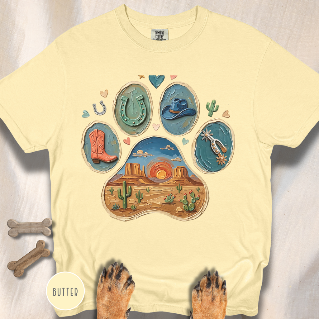 Western Desert Cowboy Paw Print T-Shirt