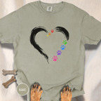Pride Rainbow Paw Brushstroke Heart T-Shirt