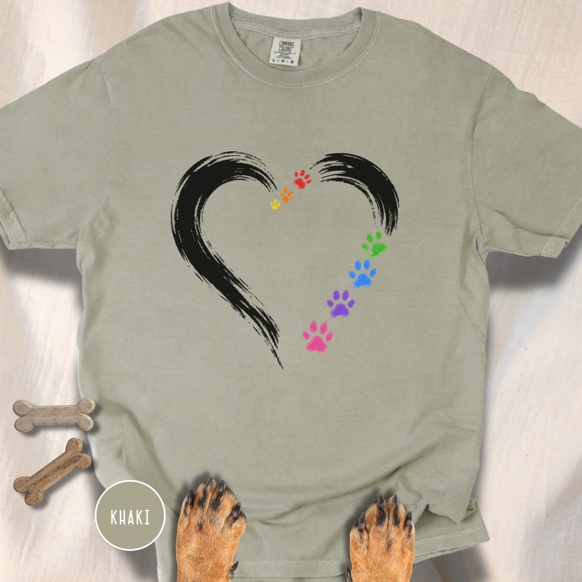 Pride Rainbow Paw Brushstroke Heart T-Shirt