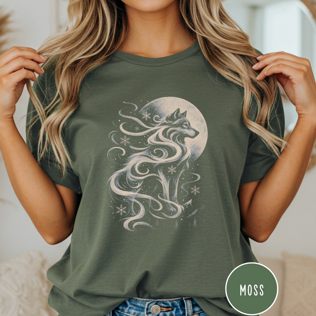 Snow Wolf Under the Moon  T-shirt