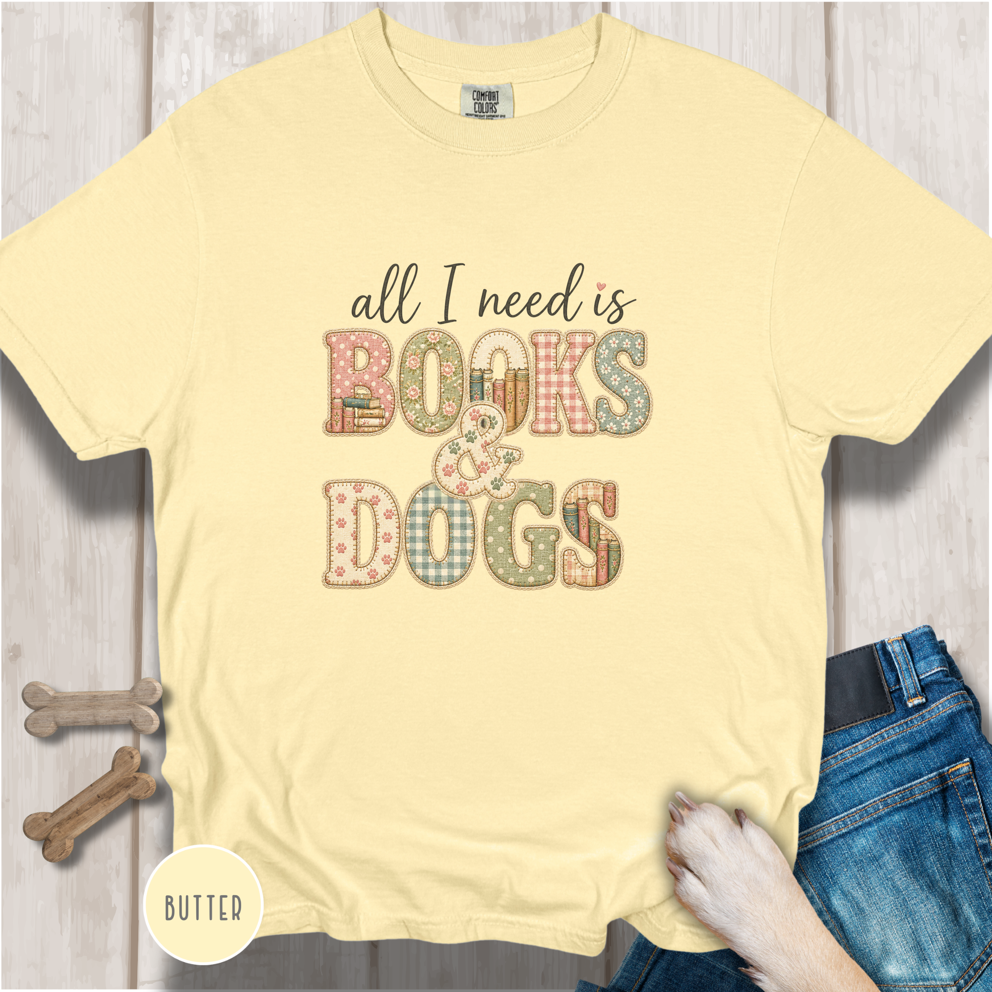 All I Need is Books & Dogs T-shirt