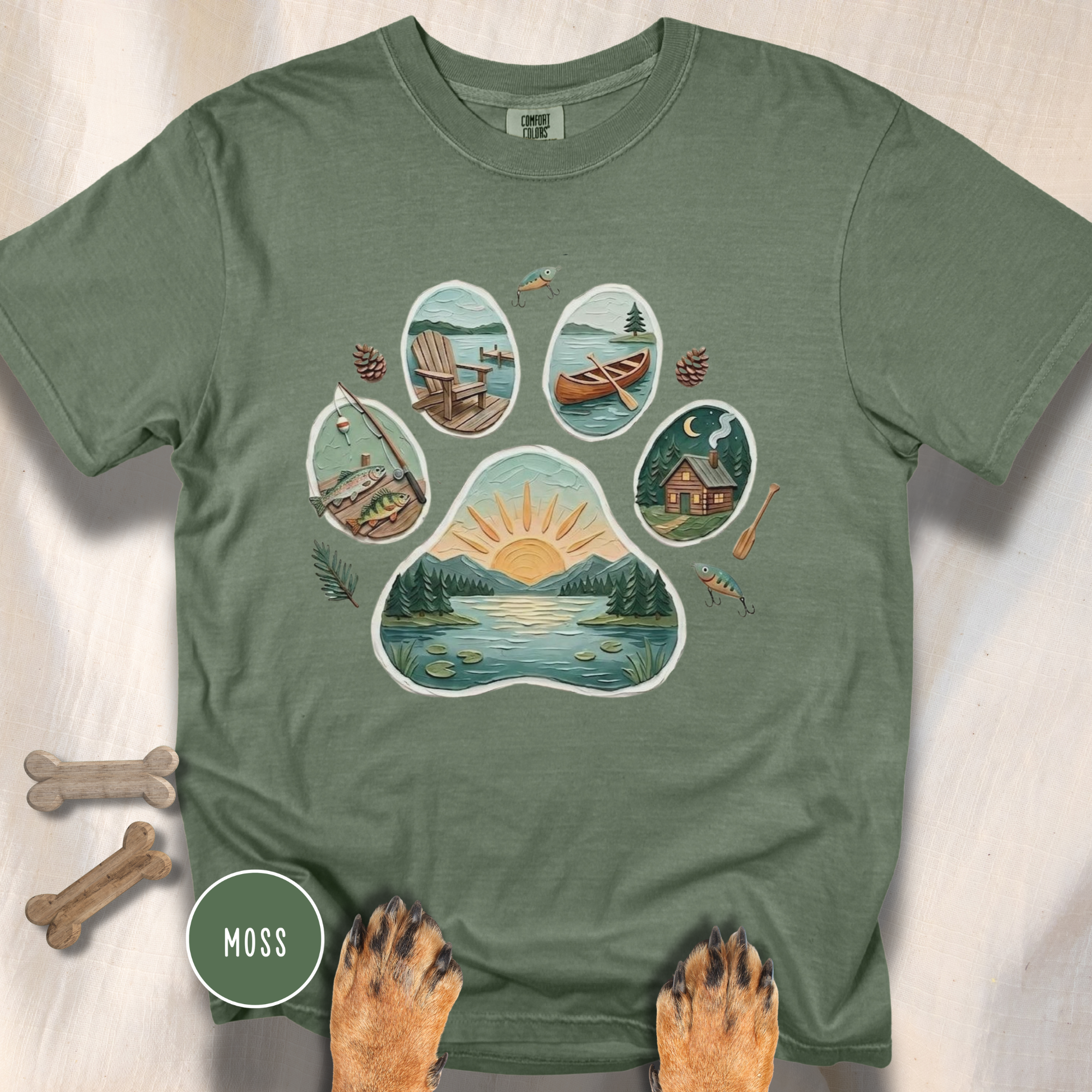 Lake Life Dog Paw T-Shirt