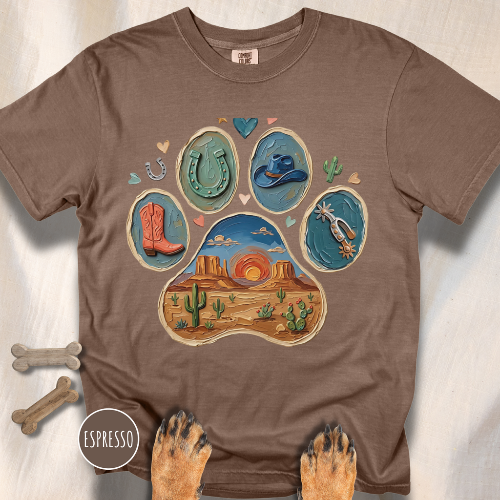 Western Desert Cowboy Paw Print T-Shirt