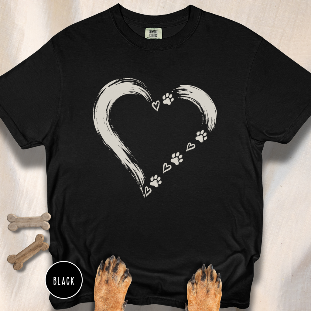 Brushstroke Heart Dog Paw T-Shirt