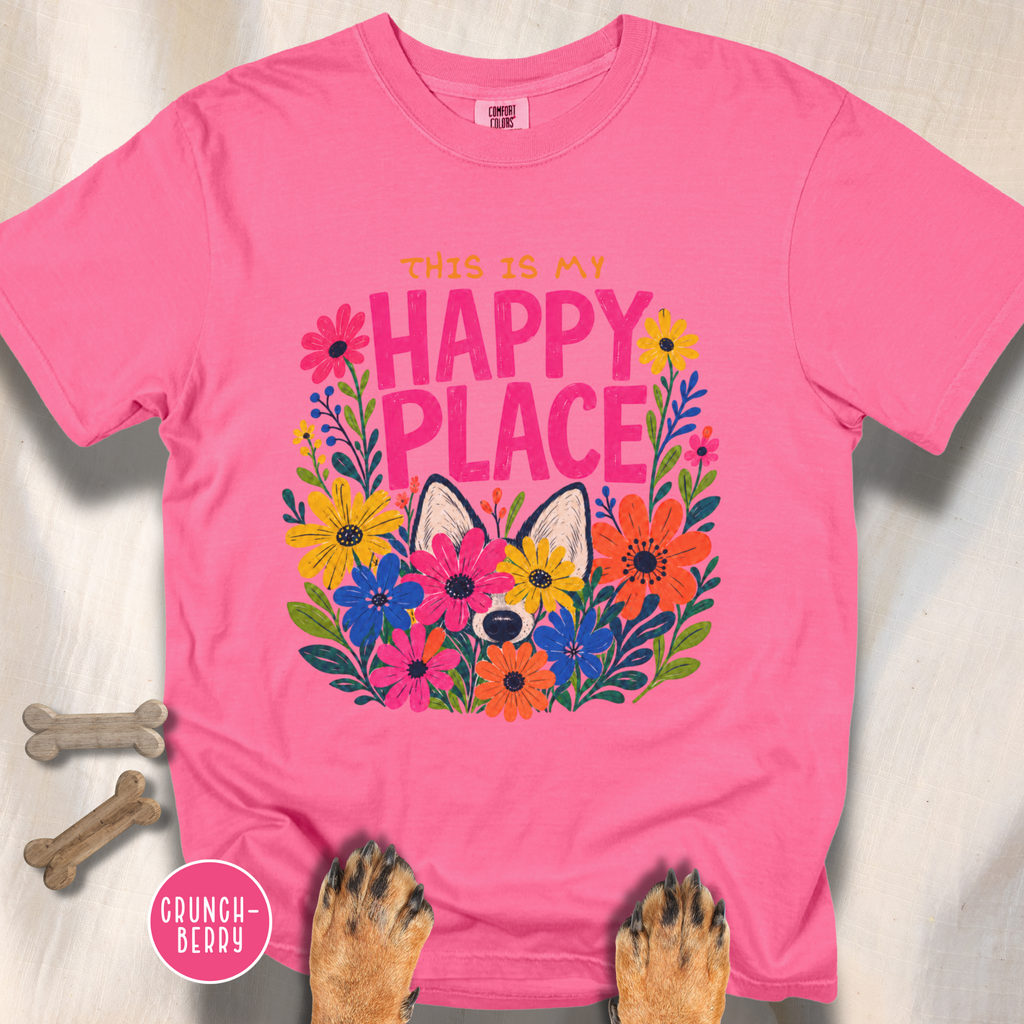 Dog in the Garden Happy Place T-shirt
