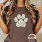 Coastal Seashore Vintage Botanical Dog Paw T-Shirt