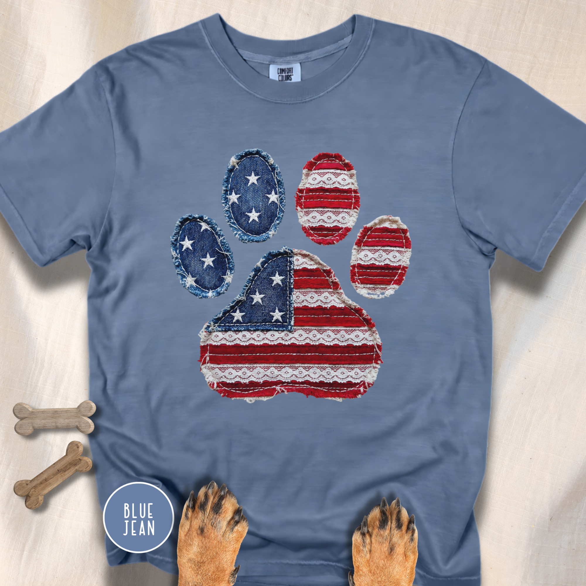 USA Pawtriot Dog Paw T-shirt