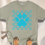 Retro Daisy Grid Paw Print T-shirt