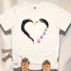 Pride Rainbow Paw Brushstroke Heart T-Shirt