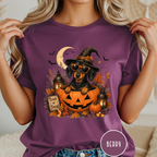 Dachshund in a Jack-o-Lantern T-shirt