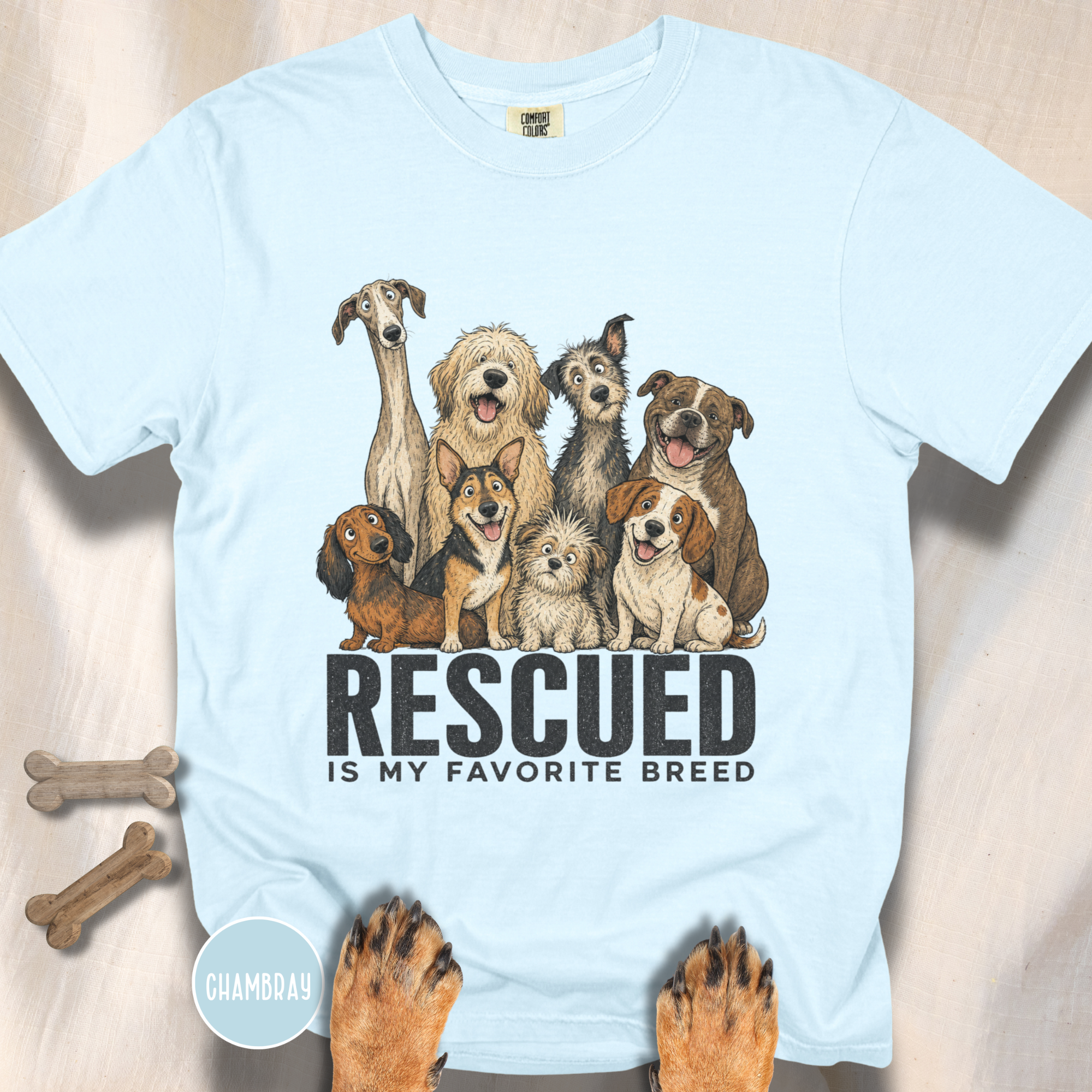 Rescued is My Favorite Breed Group Photo T-shirt