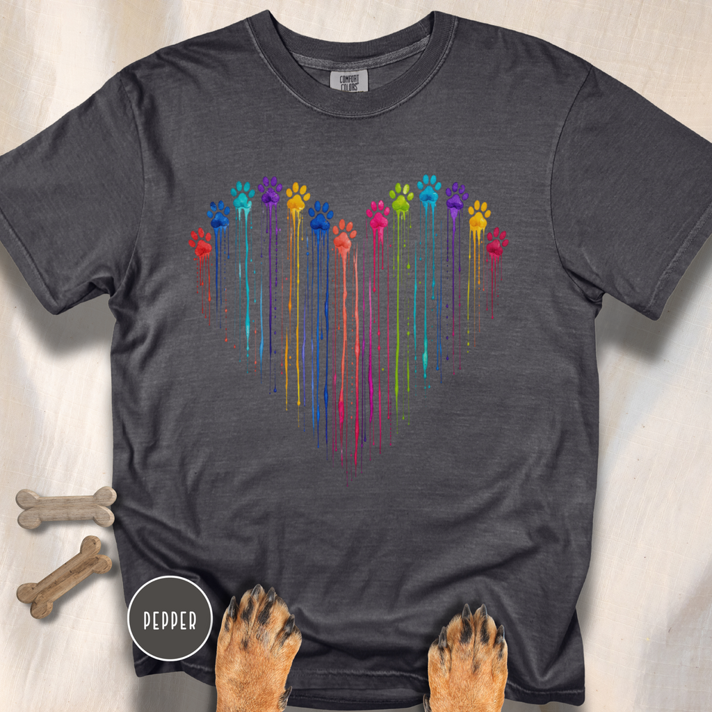 Paw Print Paint Heart T-shirt