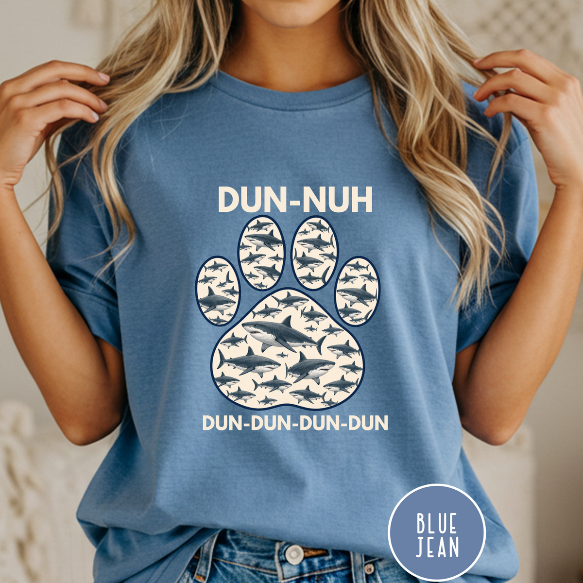 Shark Theme Song Paw Print T-shirt
