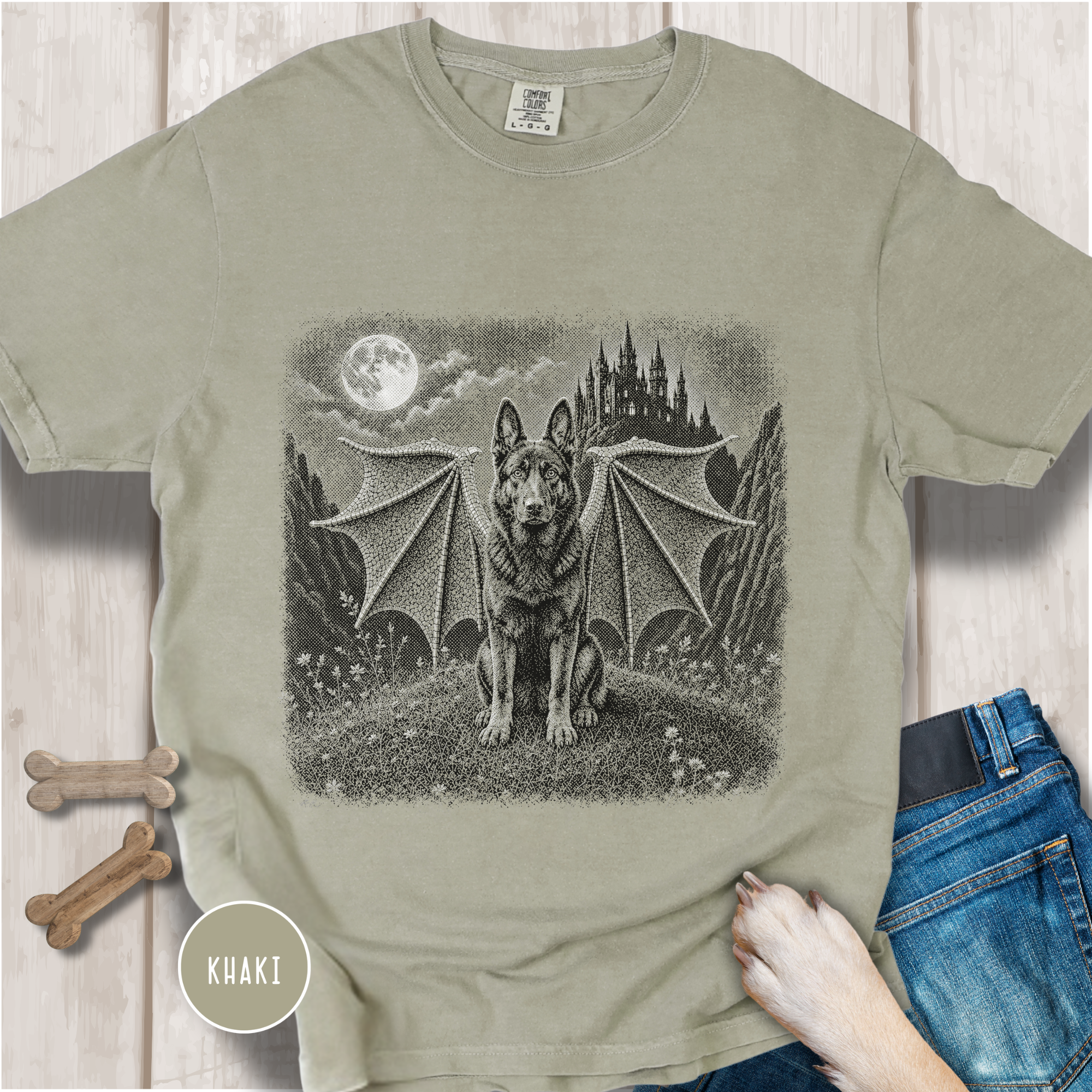 Mythic Guardian  German Shepherd Wolf Dog T-Shirt