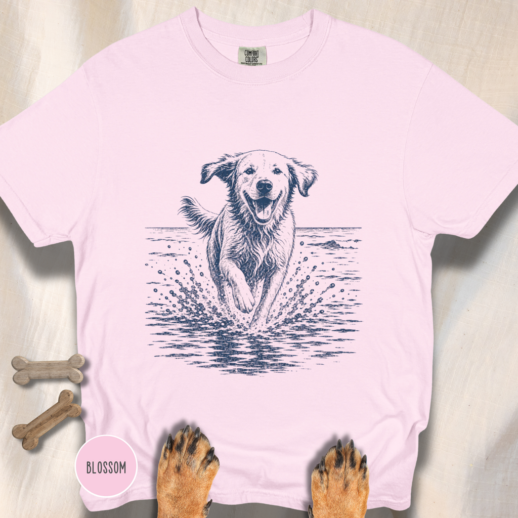 Dog Splashing on the Shoreline T-shirt