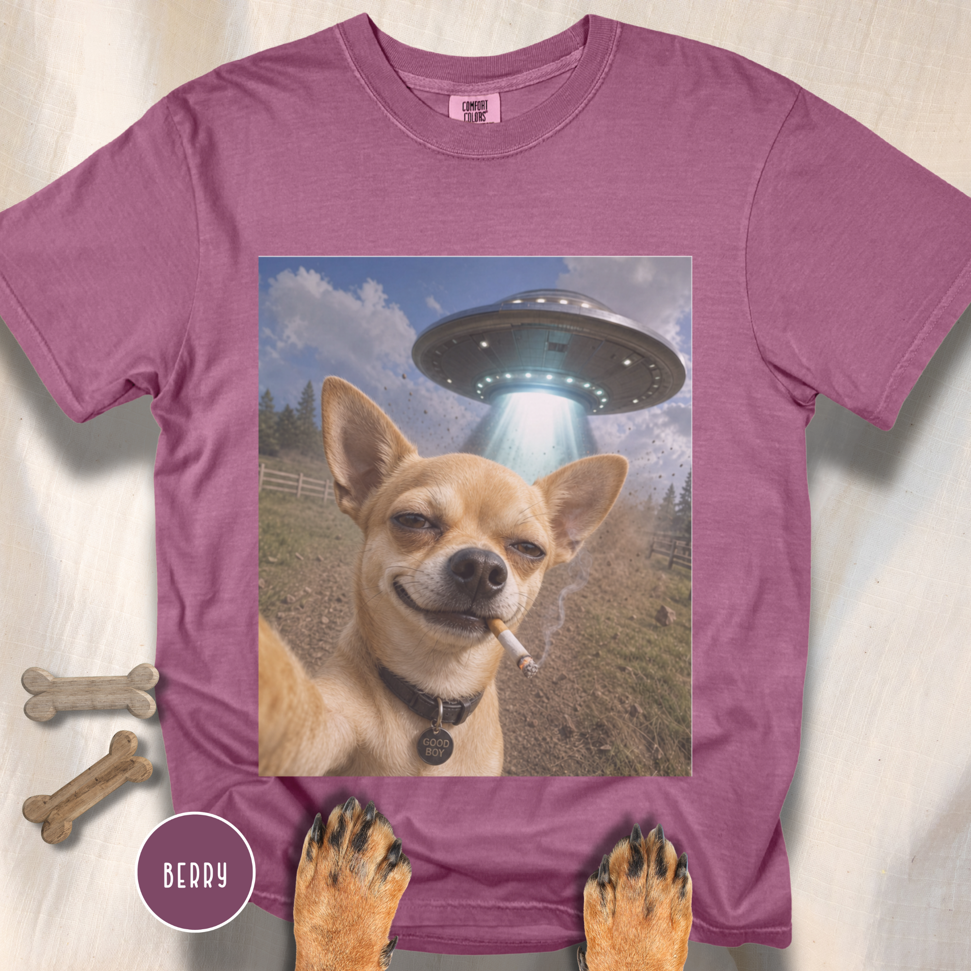 Chihuahua Smiling UFO Selfie T-shirt