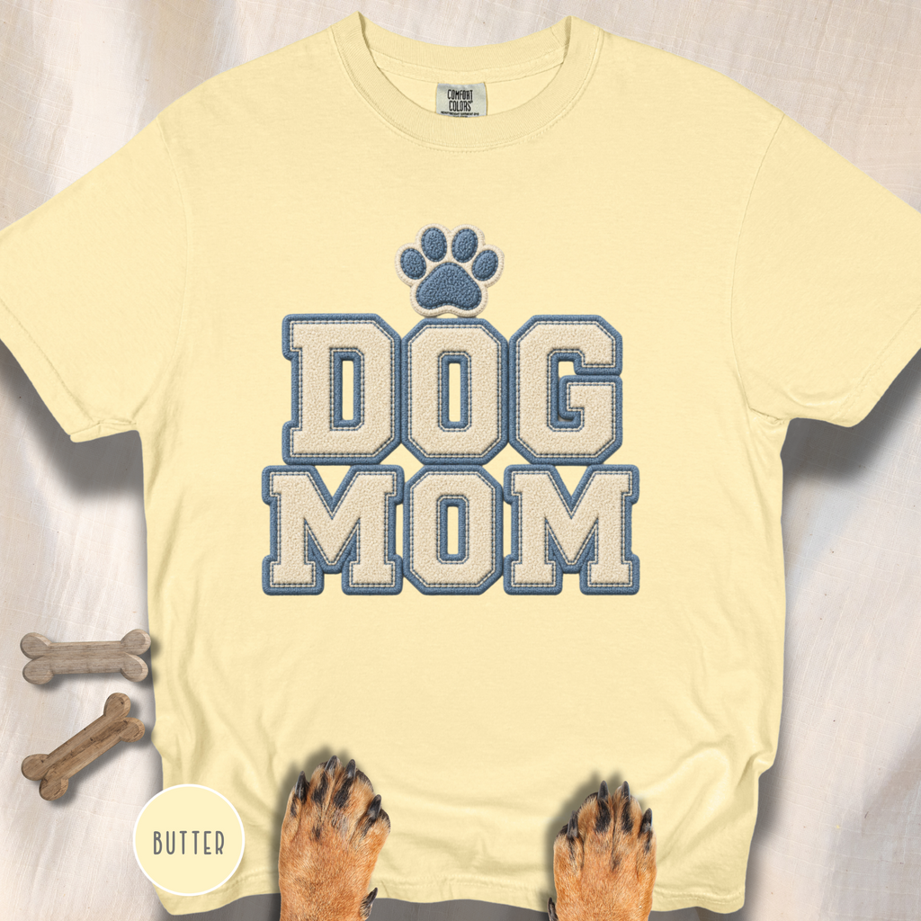 Dog Mom Faux Chenille Varsity T-Shirt