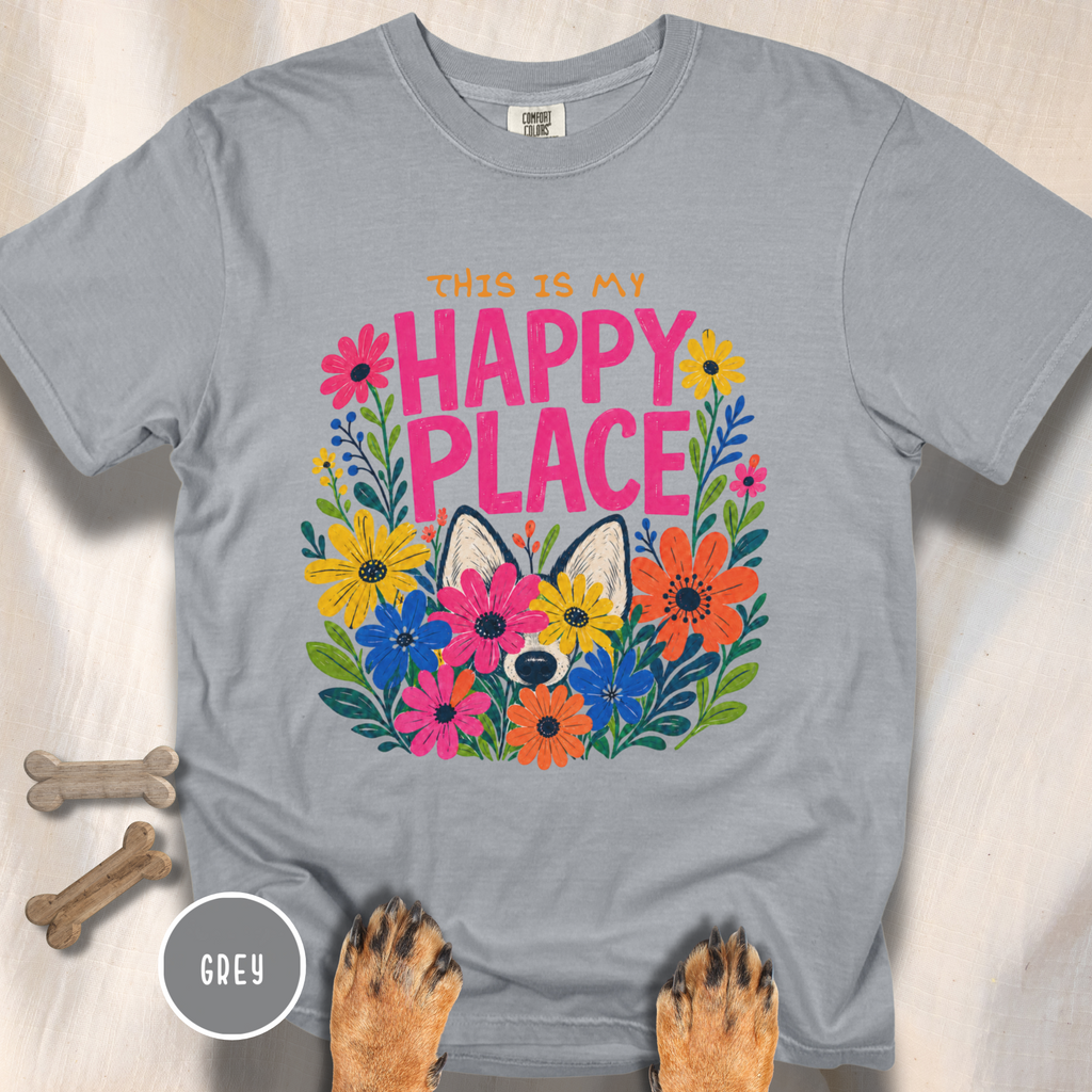 Dog in the Garden Happy Place T-shirt