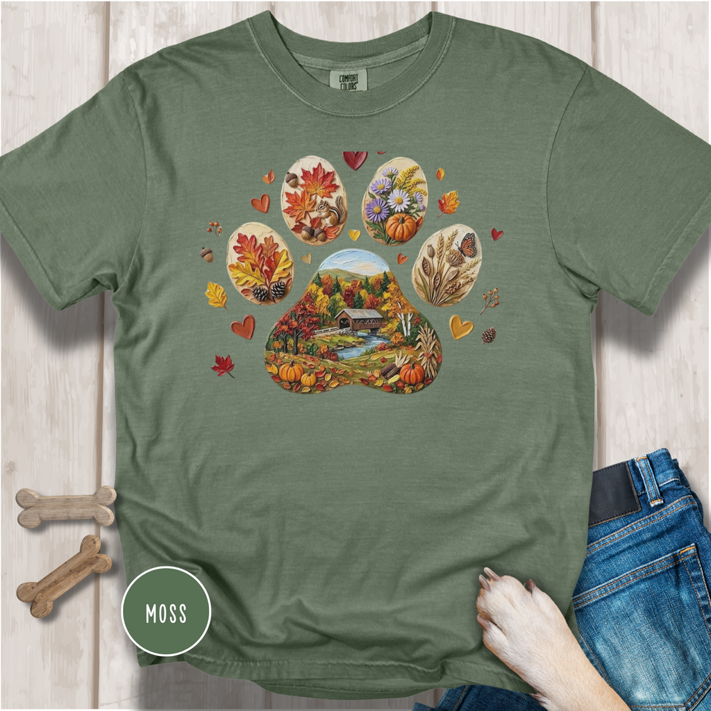 Fall in New England Dog Paw T-shirt