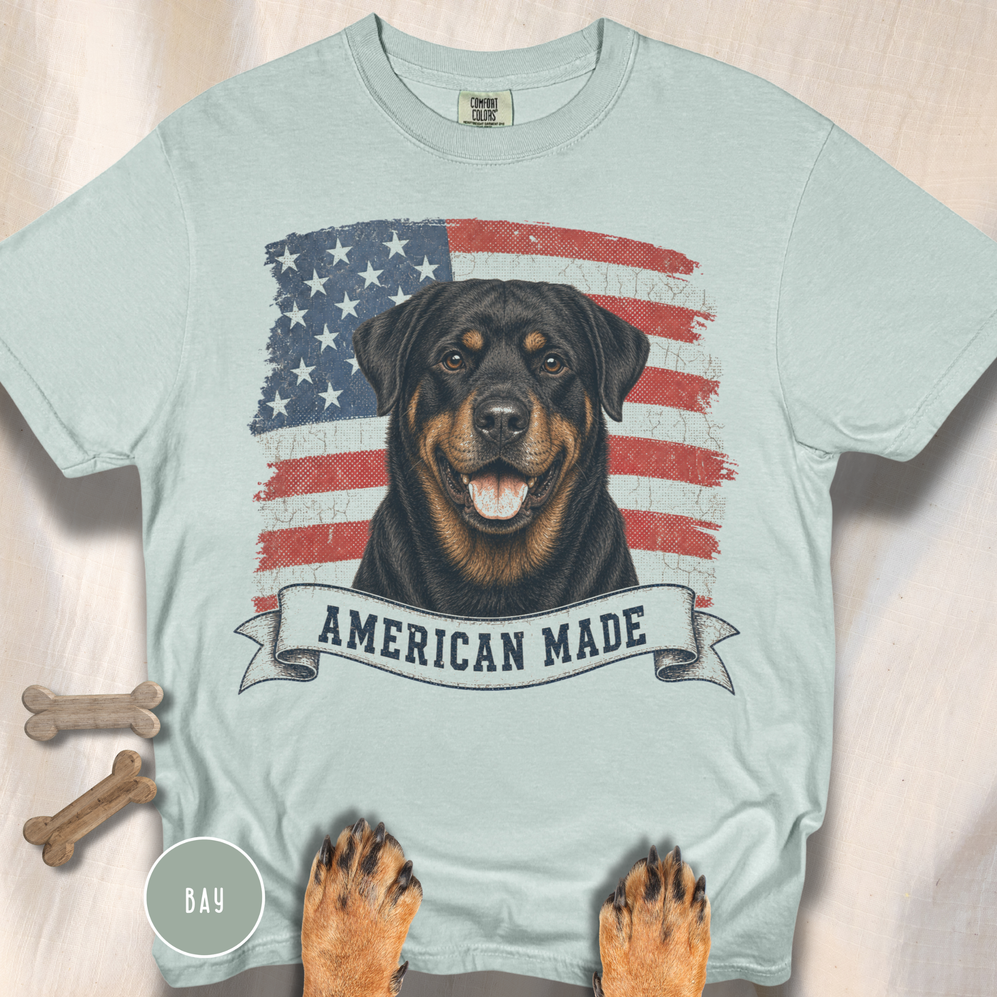 Rottweiler American Made USA flag T-shirt