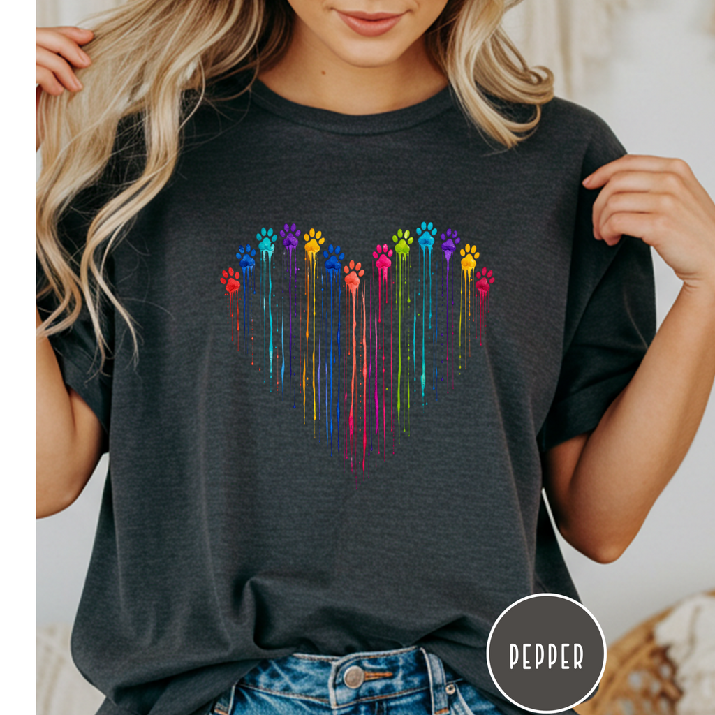 Paw Print Paint Heart T-shirt