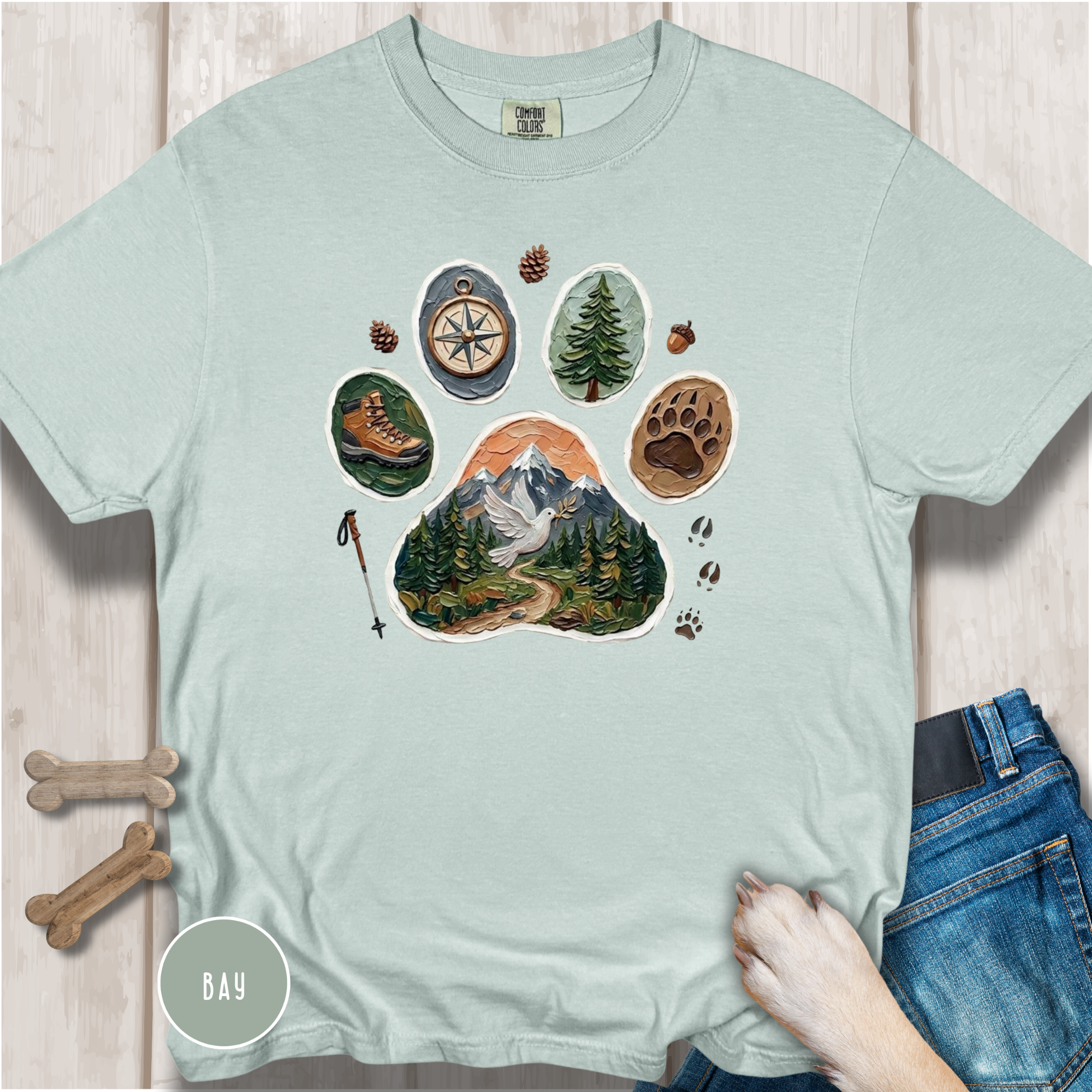 Trail Dog Paw Comfort Colors T-Shirt