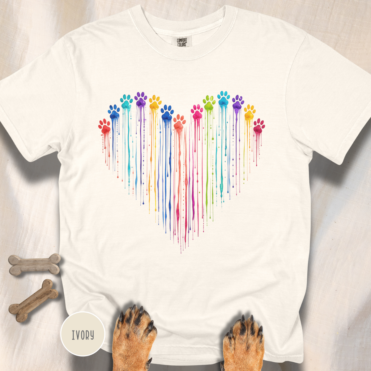 Paw Print Paint Heart T-shirt