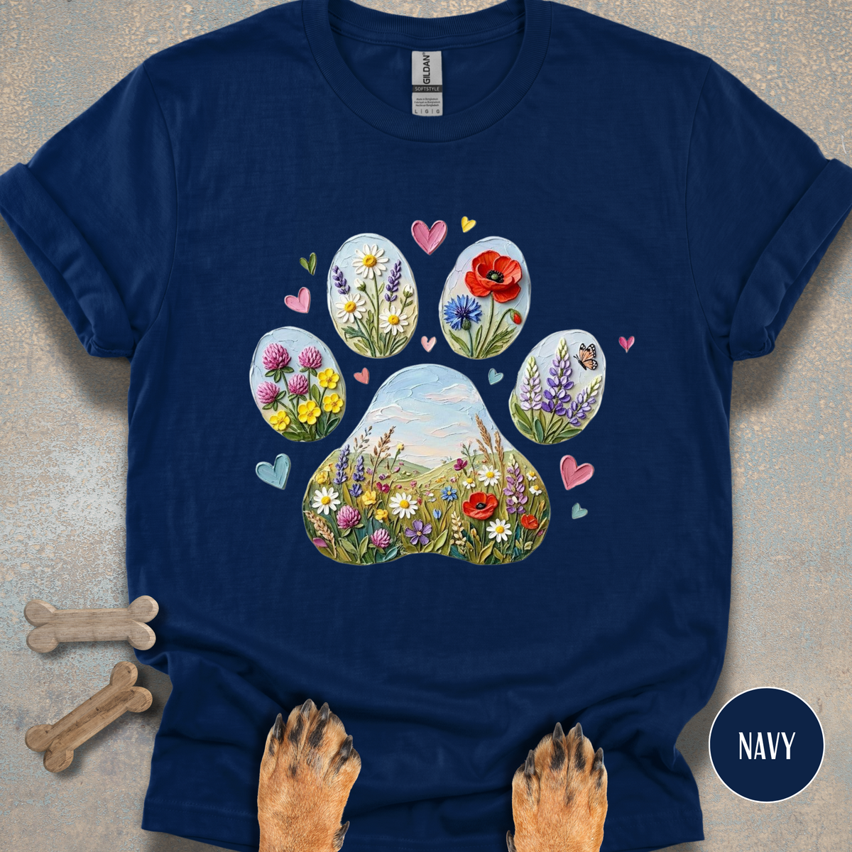 Wildflower Meadow Paw Print T-shirt