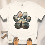 Lake Life Stained Glass Paw Print T-shirt
