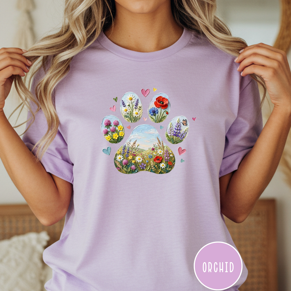 Meadow of Wildflowers Dog Paw T-Shirt