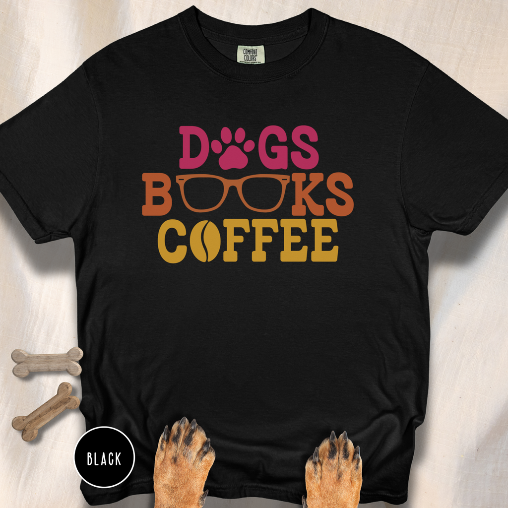 Dogs Books Coffee T-shirt