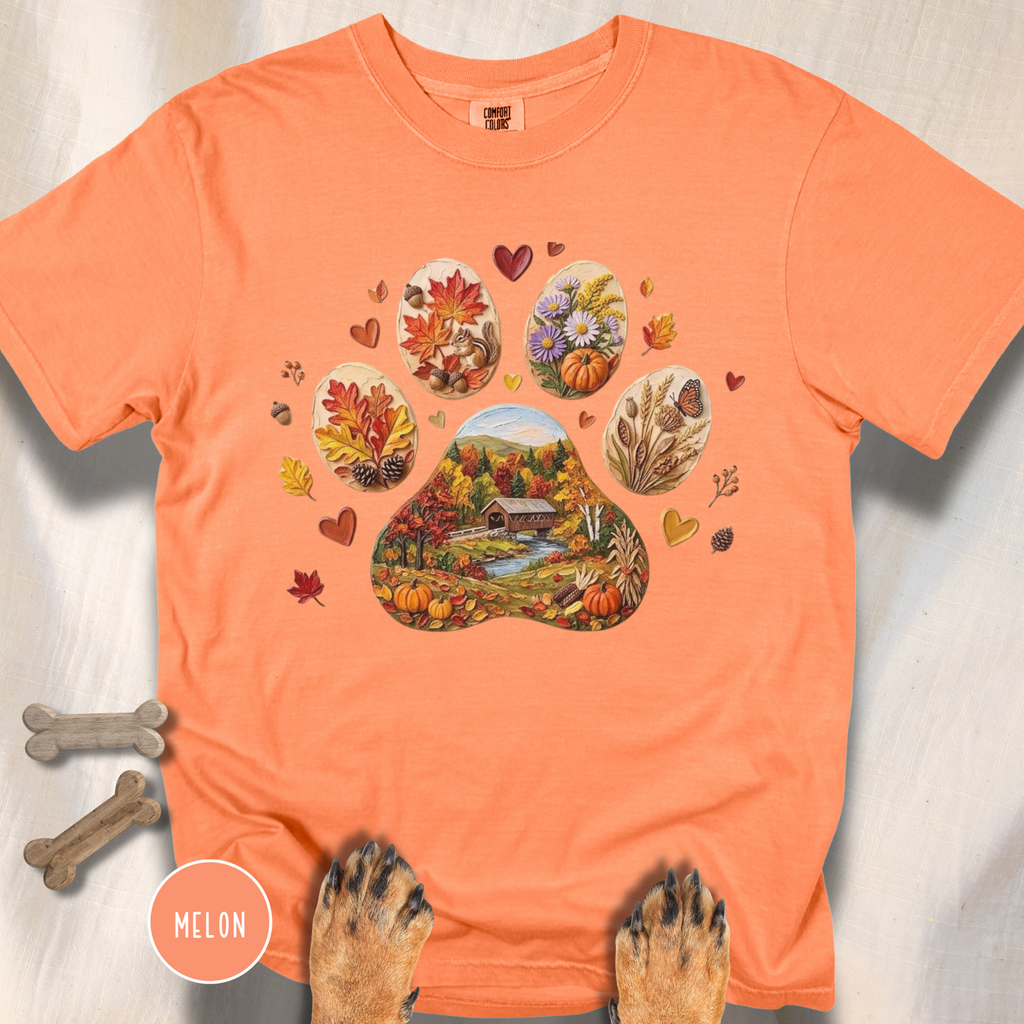 Fall in New England Dog Paw T-shirt
