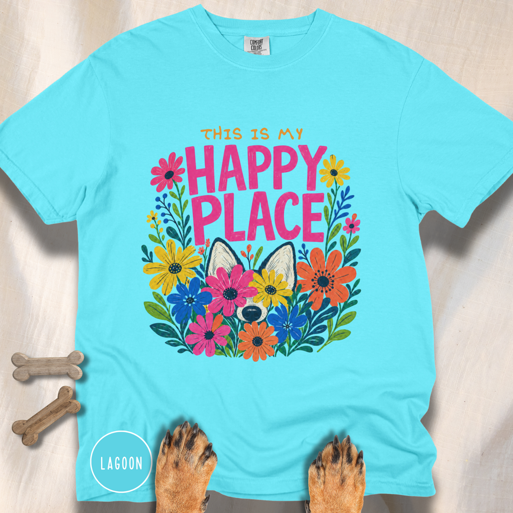 Dog in the Garden Happy Place T-shirt