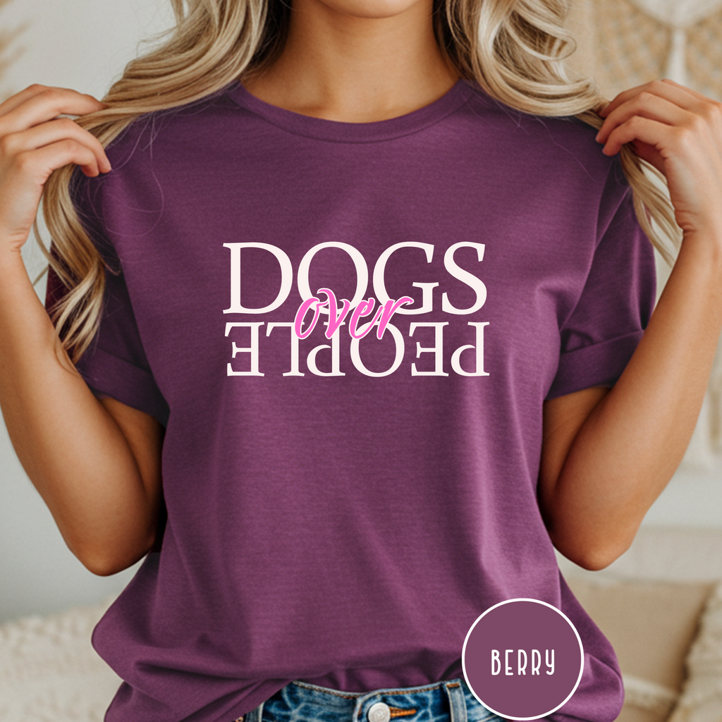 Dogs Over People Cream and Pink T-shirt