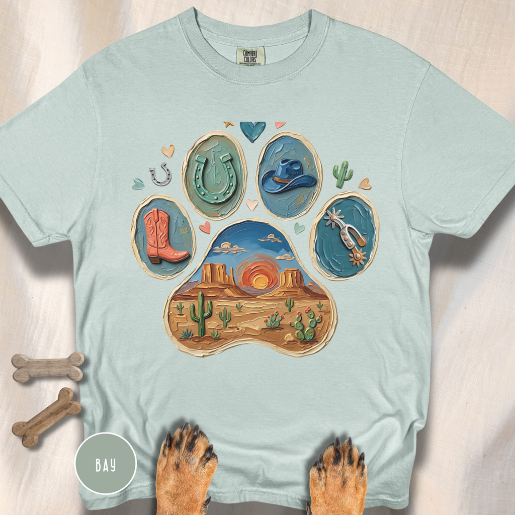 Western Desert Cowboy Paw Print T-Shirt