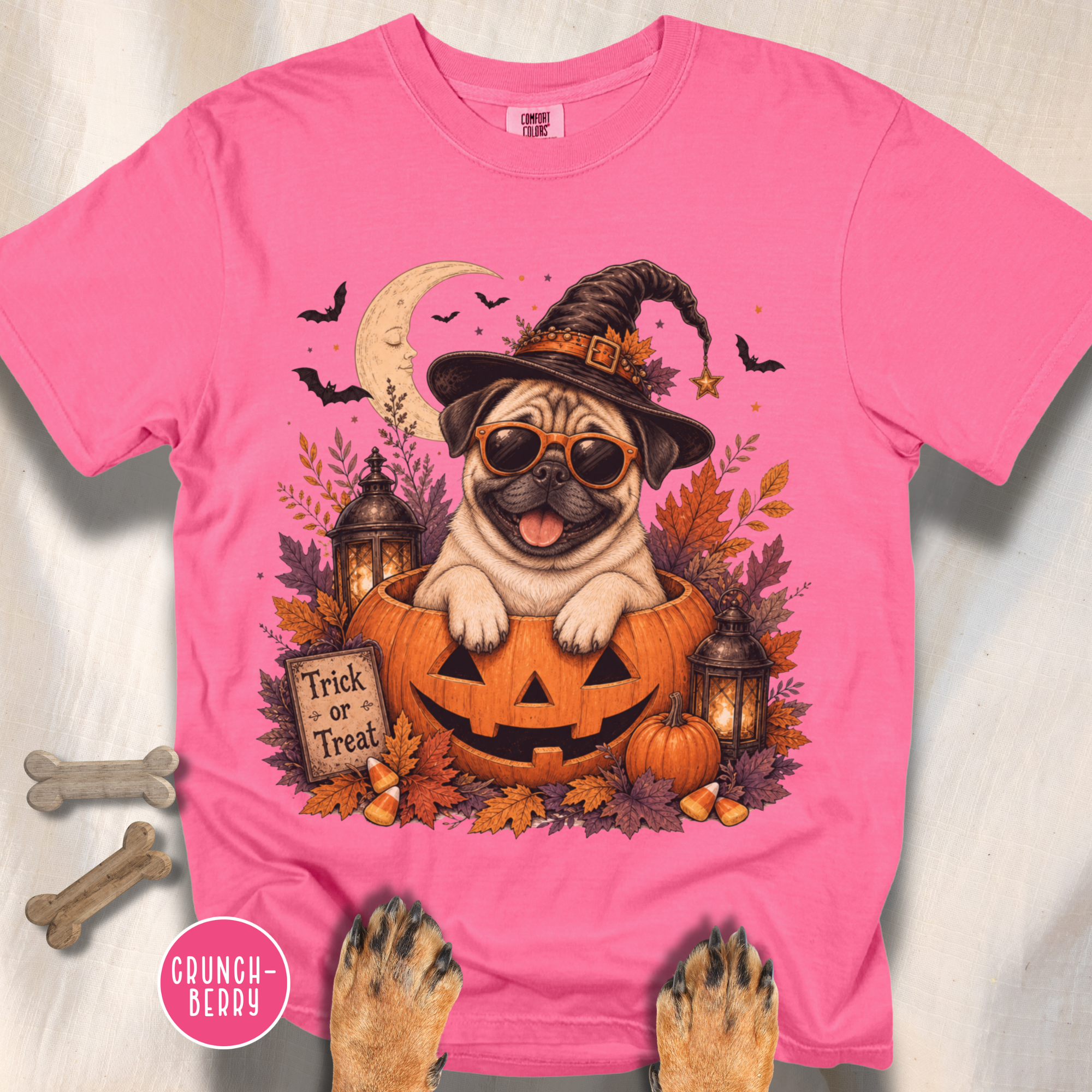 Pug in a Jack-o-Lantern T-shirt