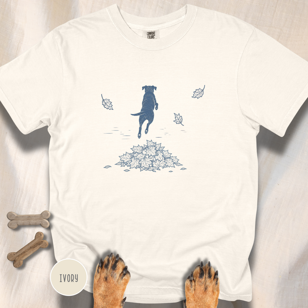 Leaf Pile Dog  T-Shirt