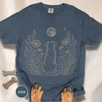 Dog in the Garden on a Moonlit Night T-shirt