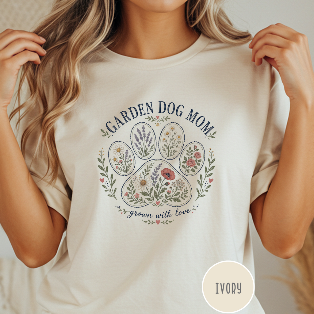 Garden Dog Mom Paw Print T-shirt