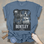 Personalized Dog Movie Poster T-shirt  – Custom Film Noir Pet Portrait Shirt, Vintage Cinematic Dog Lover Gift